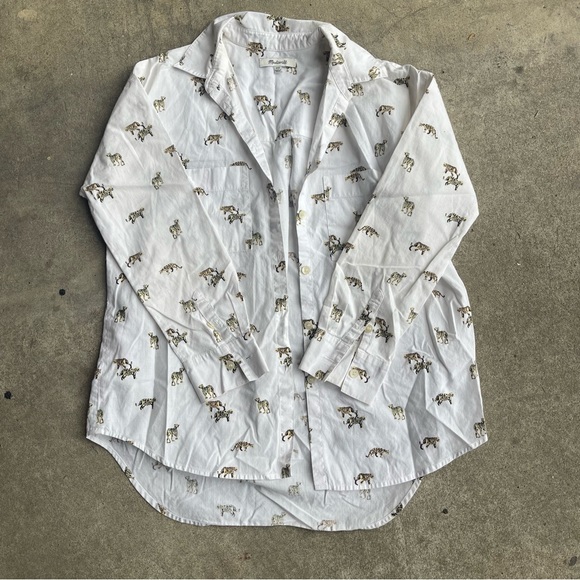 Madewell Shrunken Trapeze Shirt in Cat Walk Size XXS long sleeve shirt - Picture 2 of 5